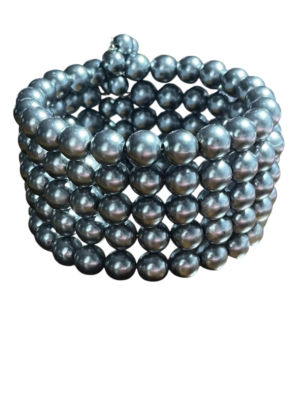 Multi-Strand Gunmetal Pearl Stretch Bracelet